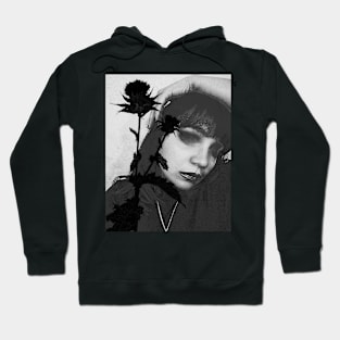 goth girl with the black rose Hoodie